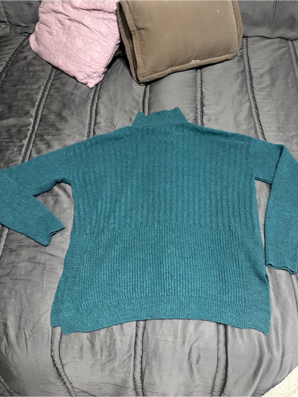Time and Tru Teal Ribbed Mock Neck Sweater